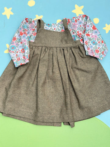 Forever Friend Pinafore Set Green Linen