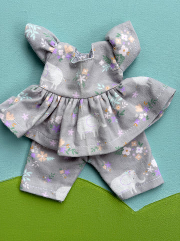 Piccolina PJ's - Gentle Elephants Grey