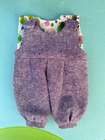 Picco/Little Buddy Overalls & Tee Outfit - Purple Linen Paint Splatter