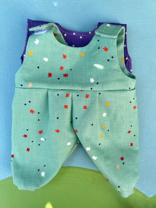 Picco/Little Buddy Overalls & Tee Outfit - Teal Sprinkles Purple Polka Dots